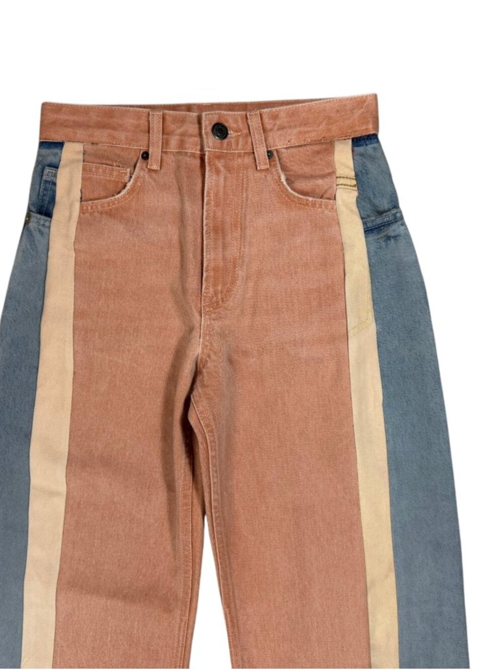 Custom Reworked Panel Denim Jeans — Multi-Tone — Wide Leg - Picture 4 of 9